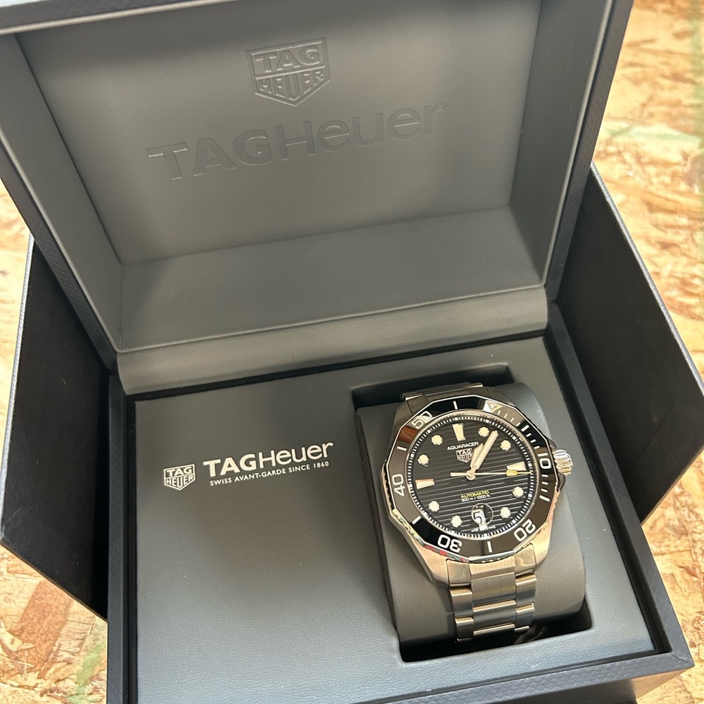 TAG Heuer Black and Silver Dive Watch